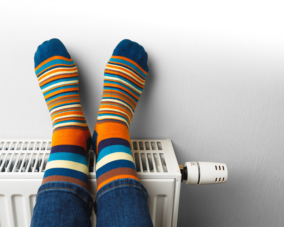 Feet up on radiator